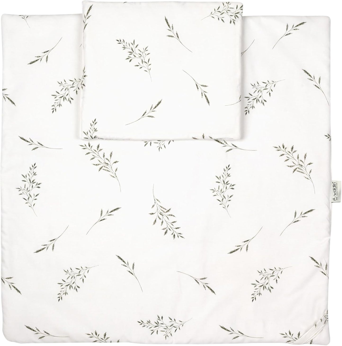 Waldin Oval Baby-Bett Mitwachsend Komplett Set 7in1, Gitterbett, Kinderbett mit Matratze, Wickelkommode, Beistellbett, Holz Weiß