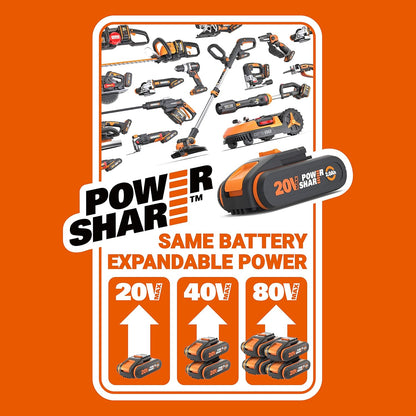 WORX Nitro 18V(20V MAX) Hydroshot Akku-Hochdruckreiniger WG633E.1, PowerShare, Terrassenreinigung und Autoreinigung, Max. 56 Bar, 220L/H, mit Zubehör, 4,0 Ah Akku & Ladegerät ‎‎Orange & Schwarz