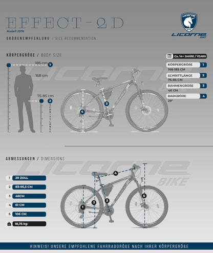 Licorne Bike Effect Premium Mountainbike Aluminium Discbremse Jungen Mädchen 21 Gang