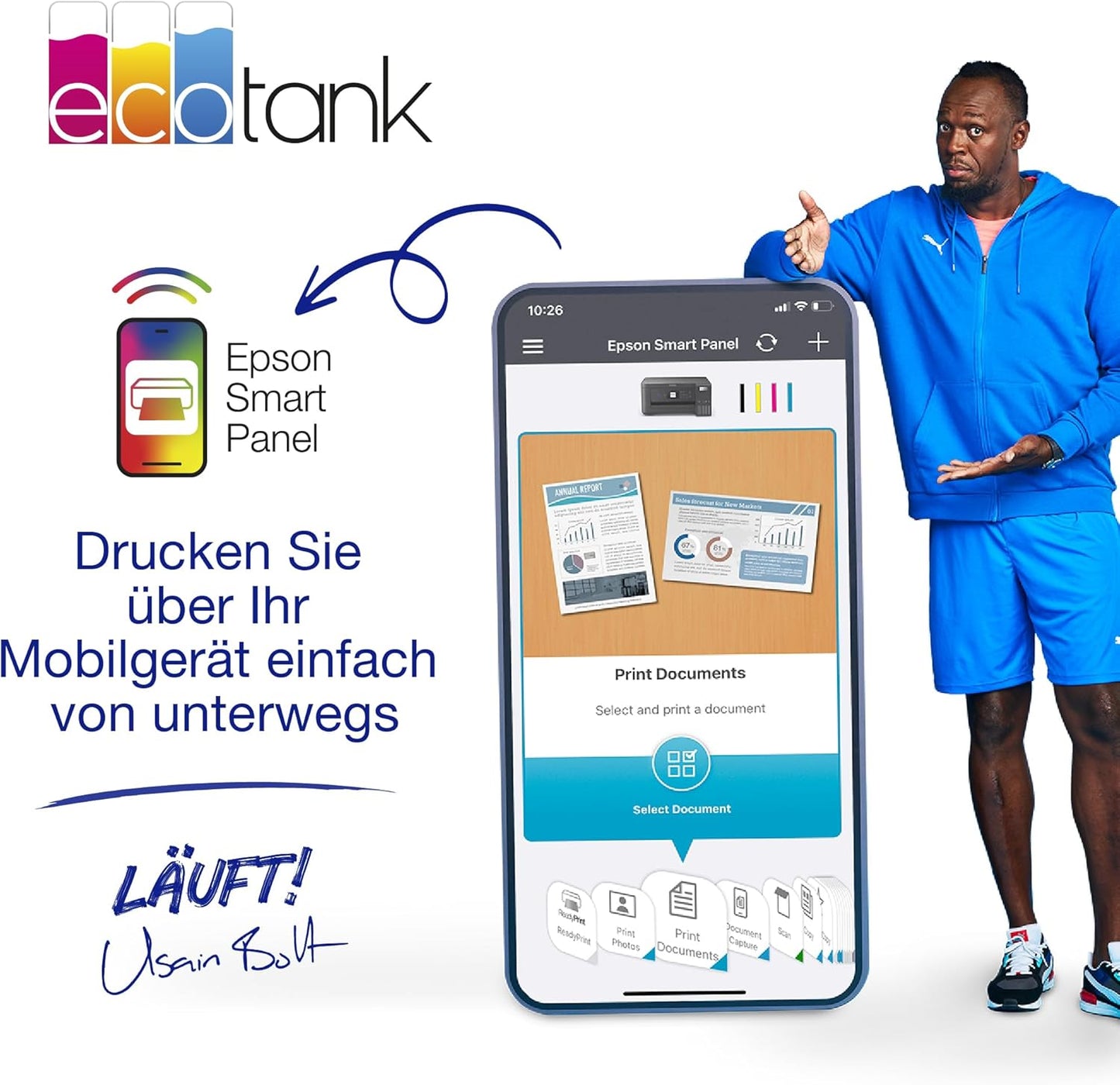 Epson EcoTank ET-4800 A4-Multifunktions-Wi-Fi-Tintentankdrucker, mit einem im Lieferumfang enthaltenen Vorrat an Tinten bis zu 3 Jahren