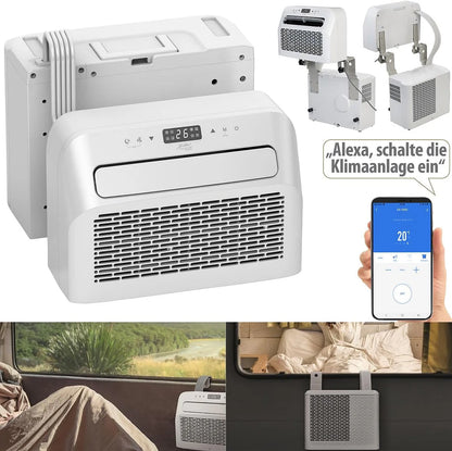 Sichler Haushaltsgeräte Mobiles Klimagerät: Mobile Split-Klimaanlage, Entfeuchterfunktion, WLAN & App, 5.000 BTU/h (Klimaanlage Wohnwagen, Mini Split Klimaanlage, Klima Splitgerät Bohren)