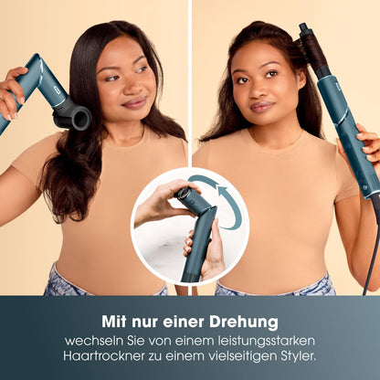 Shark FlexStyle 5-in-1 Luftstyler & Haartrockner, Auto-Wrap-Lockenaufsatz, Paddle-Bürste, Ovalbürste, Konzentrator, Diffusor, Aufbewahrungskoffer, Keine Hitzeschäden, Schwarz/Roségold, HD440EU