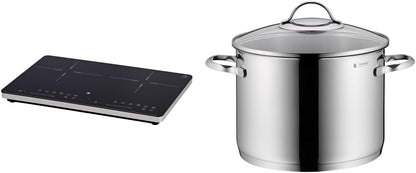 WMF Kult X Doppel- Induktionskochfeld 2 Platten, Kochplatte bis 28 cm, 2 Kochzonen, 8 Stufen, Topferkennung,Touch-Display, Glaskeramik, Timer-Funktion, 3500 W