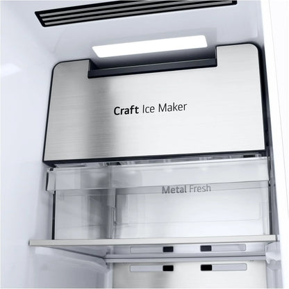 LG GSGV81PYLL Side by Side Kühlschrank, Klasse E, 635 L, Instaview, Kühlschrank mit Gefrierfach, Eis-, Crushed Ice- Wasserspender, Total NoFrost, Smart Inverter Kompressor, Wi-Fi