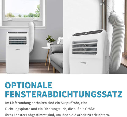 SHINCO Mobile Klimaanlage mit Abluftschlauch, 3-in-1Klimaanlage mit Luftentfeuchter&Ventilator, 7000BTU, 2,05 kW, Mobiles Klimagert mit Schlafmodus, Timer und Montagematerial, Rume bis 54m