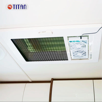 TITAN Leiser Dachventilator, 12 V Gleichstrom, 140 mm, doppelt, wendbar, Dachfensterventilator mit kabelloser Steuerung für Wohnmobil, Wohnmobil, TTC-SC21/V3