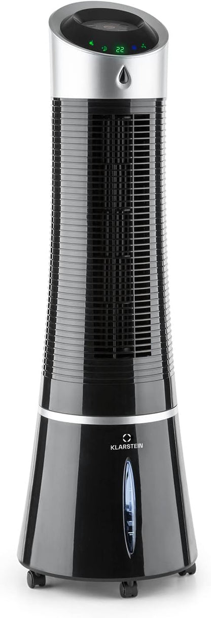 Klarstein 4-in-1: Smart Luftkühler, Ventilator, Luftbefeuchter & Ionisation I 6 L Wassertank, Oszillation, 30 W, 210 m³/h, Timer I Klimagerät ohne Abluftschlauch, Mobiles Klimagerät, Schwarz-Rosegold