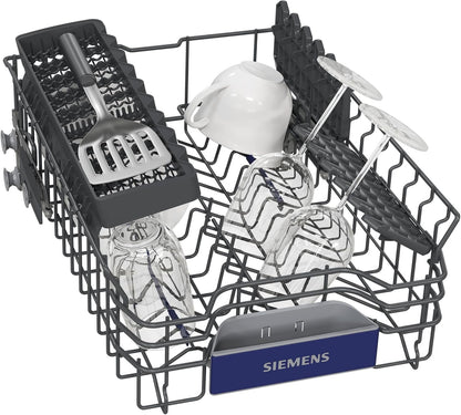 Siemens SR65YX08ME, iQ500 Smarter Geschirrspüler Vollintegriert, 45 cm breit, Besteckschublade, Zeolith, extra leise, aquaStop, automatische Türöffnung nach Programmende, varioSpeed, Innenbeleuchtung