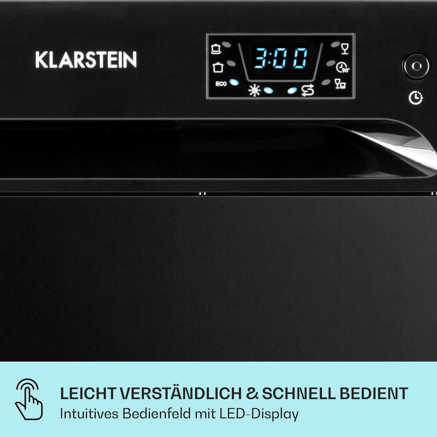 Klarstein  ia 8 - Spülmaschine, Geschirrspüler, Freistehend, Teilintegriert, F, 55 cm breit, 8 Maßgedecke, 6 Programme, Aquastop, silber
