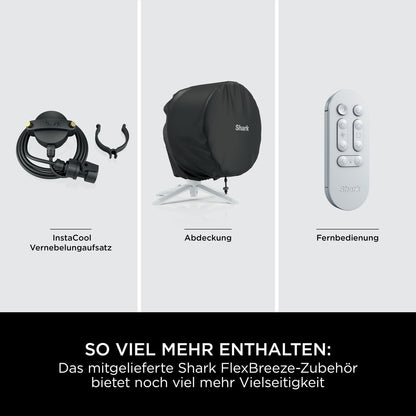 Shark FlexBreeze Ventilator Leise, Hybrid Ventilator Kabelgebunden & Kabellos, Tragbar, für Innen- und Außenbereich, UV- & Wasserbeständig, Ultraleistungsstark, Ultraleise, Weiß FA220EU