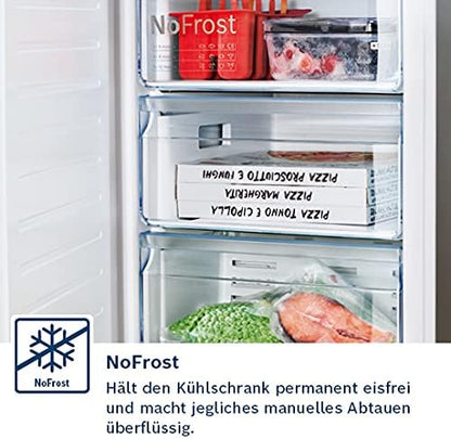 Bosch KGN36NWEA Serie 2 Kühl-Gefrier-Kombination, 186 x 60 cm, 215 L Kühlen & 87 L Gefrieren, NoFrost nie wieder abtauen, LED-Beleuchtung gleichmäßige Ausleuchtung