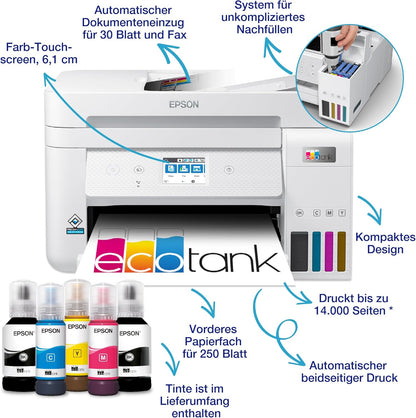 Epson EcoTank ET-4800 A4-Multifunktions-Wi-Fi-Tintentankdrucker, mit einem im Lieferumfang enthaltenen Vorrat an Tinten bis zu 3 Jahren