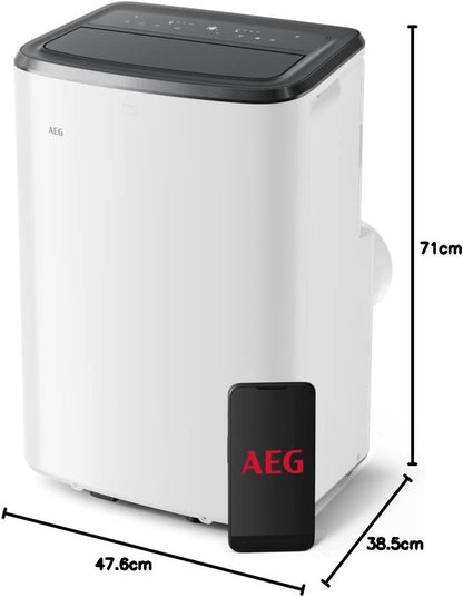 AEG Chillflex Pro AXP26U338CW mobile Klimaanlage / LED Display / Touch-Buttons / Fernbedienung / 30-40 m² / Kühlfunktion / Ventilator / Entfeuchtungsfunktion / Automatik / weiß/silber/schwarz