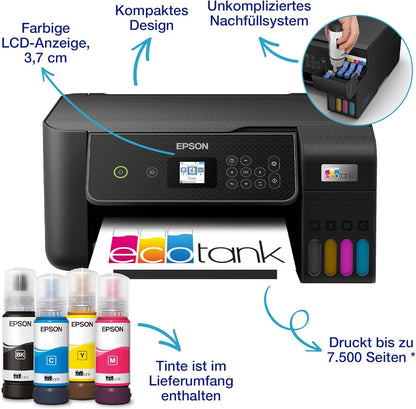 Epson EcoTank ET-2870 A4-Multifunktions-Wi-Fi-Tintentankdrucker, mit einem im Lieferumfang enthaltenen Vorrat an Tinten bis zu 3 Jahren