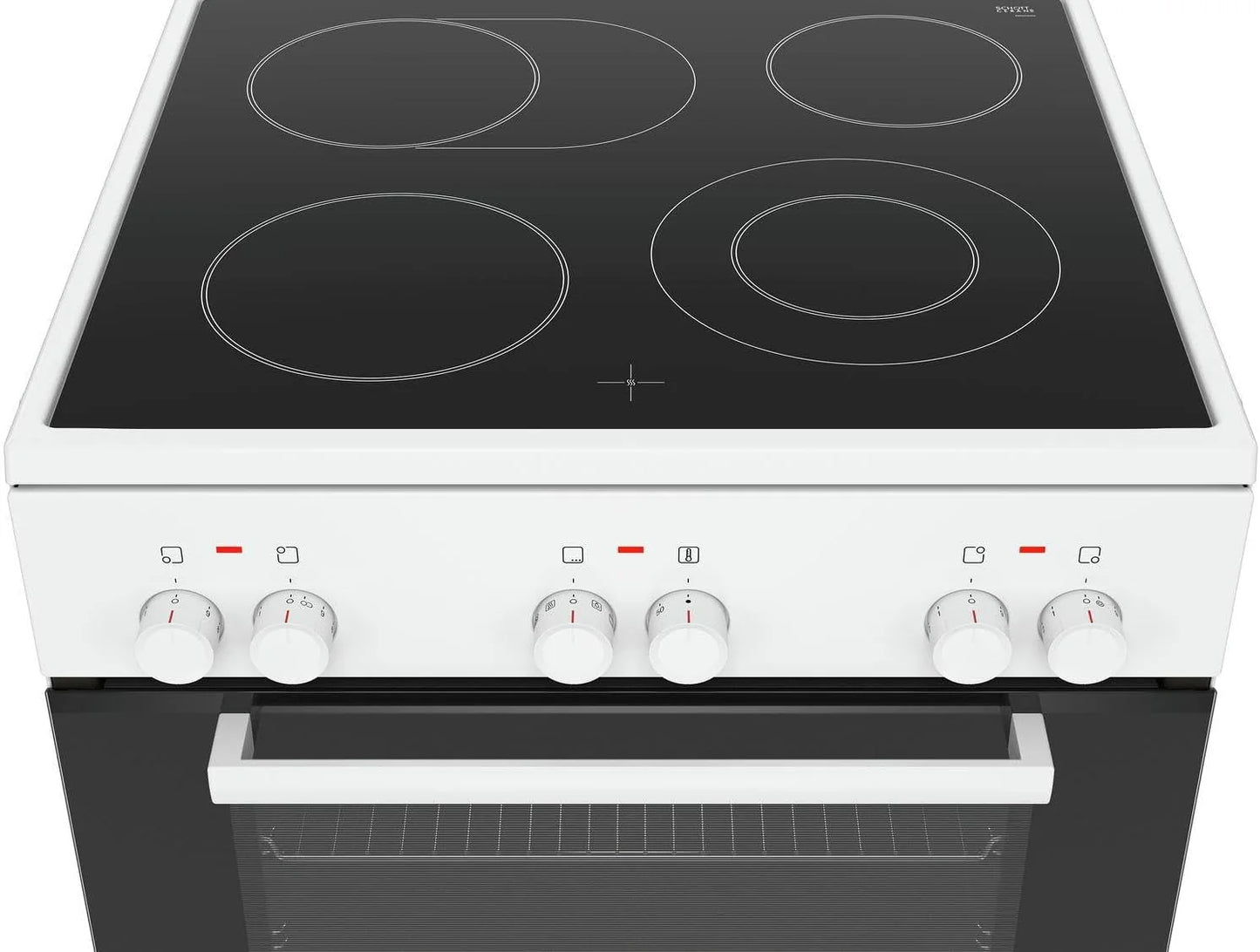 Bosch HKR39C250 Serie 4 Elektro-Standherd, 60 cm breit, EcoClean Direct Reinigungshilfe, 3D Heißluft Backen auf 3 Ebenen, LED-Display-Steuerung, erweiterbare Kochzone für großes Kochgeschirr