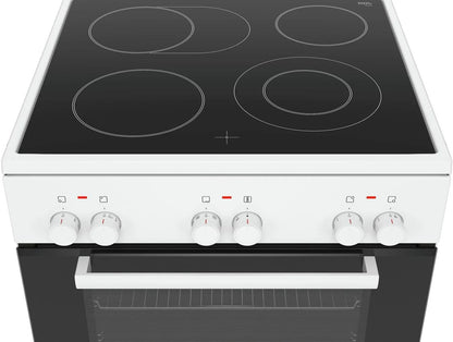 Bosch HKR39C250 Serie 4 Elektro-Standherd, 60 cm breit, EcoClean Direct Reinigungshilfe, 3D Heißluft Backen auf 3 Ebenen, LED-Display-Steuerung, erweiterbare Kochzone für großes Kochgeschirr