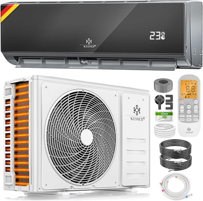KESSER® Klimaanlage Set Split - mit WiFi/App Funktion Klimagerät - Kühlen A++/ Heizen A+ - 9000 BTU/h (2.600 Watt) Kältemittel R32 - Fernbedienung, Timerfunktion - Inkl. komplettem Montagematerial
