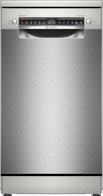Bosch SPV2IKX10E Serie 2 Smarter Geschirrspüler vollintegriert, 45 cm breit, Besteckkorb, Extra Trocknen auf Knopfdruck, InfoLight roter Lichtpunkt am Boden, AquaStop Schutz gegen Wasserschäden, Weiß