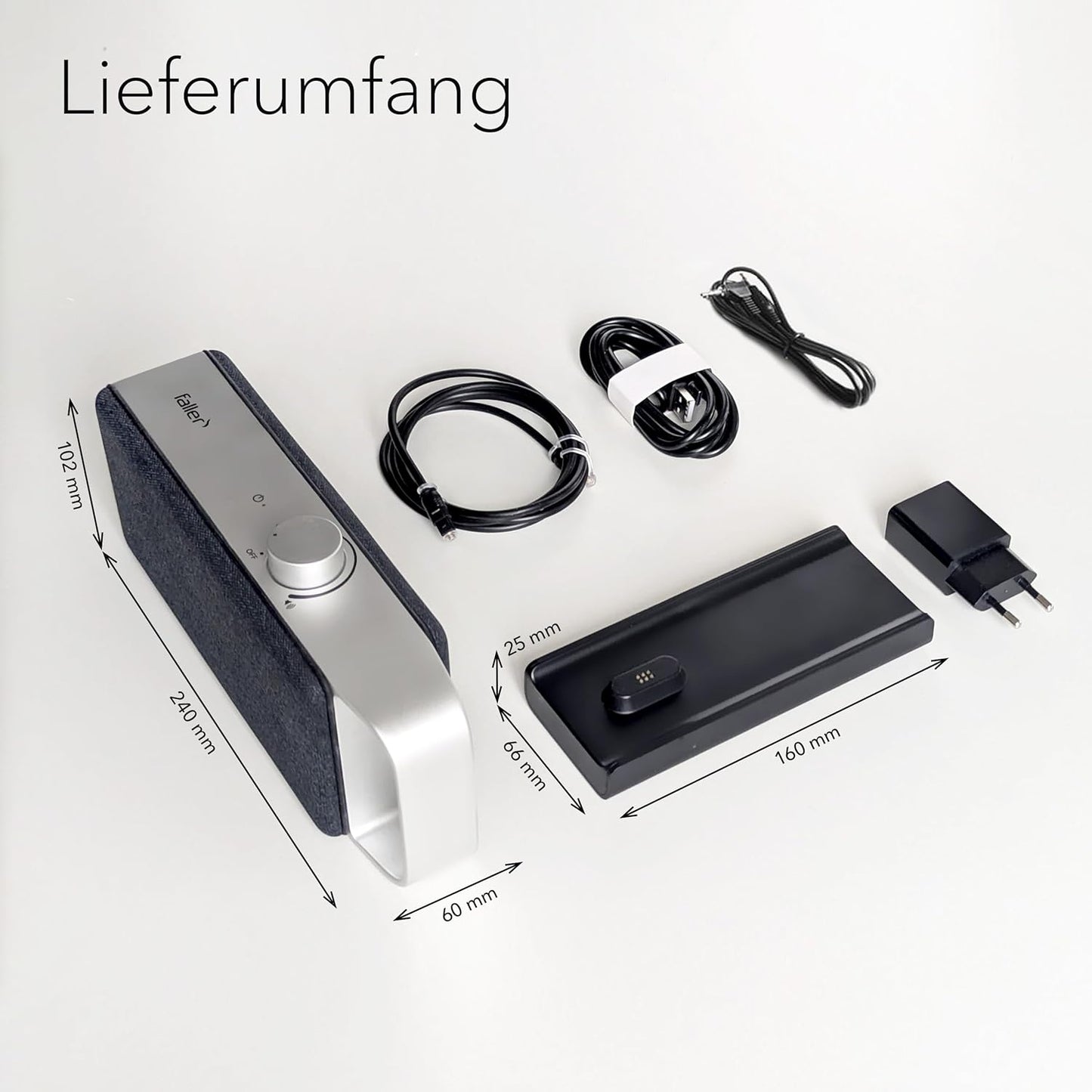 faller Oskar TV Lautsprecher/Soundbar mit Clear Voice (tragbar, kabellos, einfache Bedienung, Aluminiumgehäuse)
