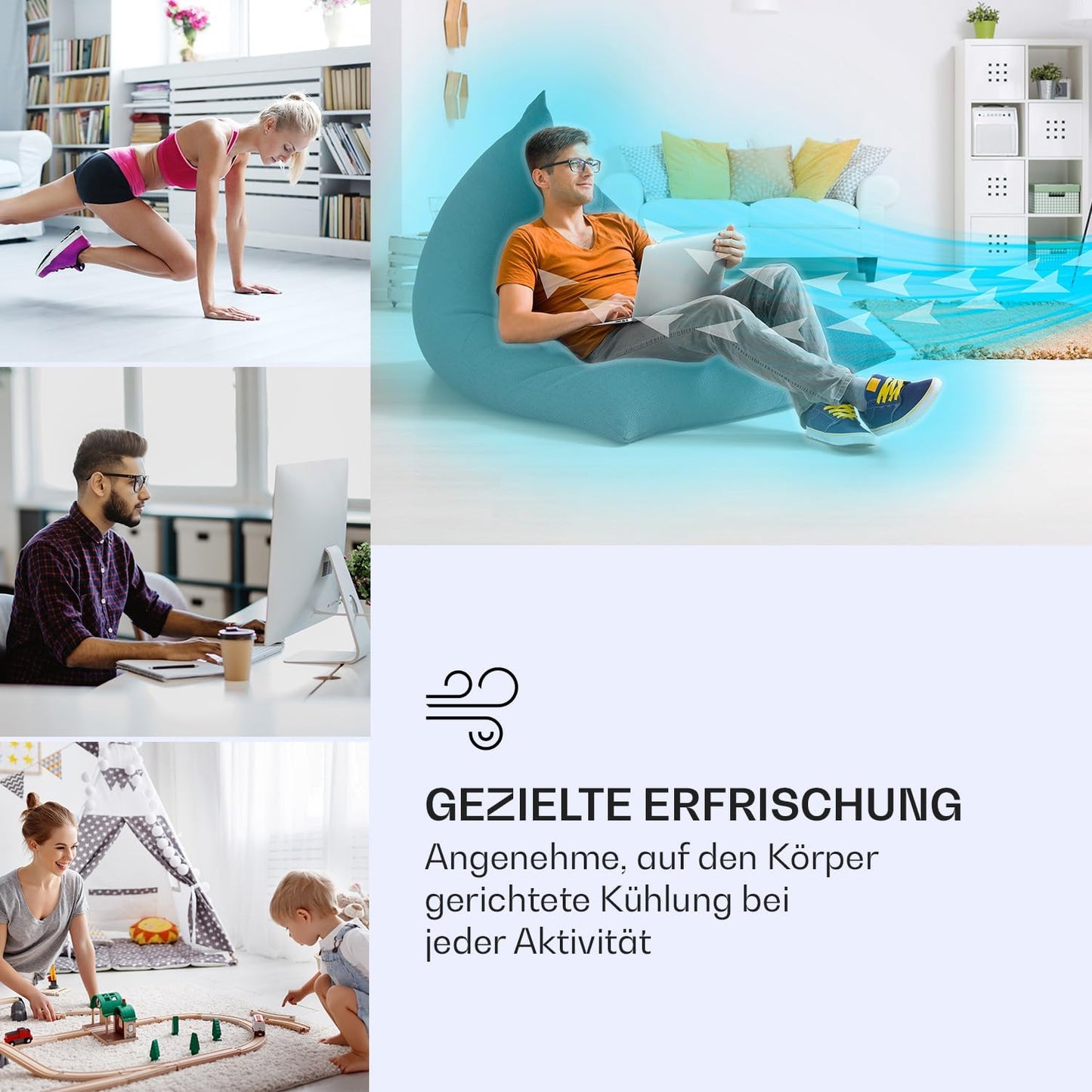 Klarstein Luftkühler mit Wasserkühlung, Leiser 4-in-1 Verdunstungskühler, Luftbefeuchter, Ventilator & Nachtmodus, Mobile Klimageräte Luftkühler 7L, 65W Air Cooler, 330m³/h Kühlender Luftstrom