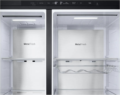 LG GSGV81PYLL Side by Side Kühlschrank, Klasse E, 635 L, Instaview, Kühlschrank mit Gefrierfach, Eis-, Crushed Ice- Wasserspender, Total NoFrost, Smart Inverter Kompressor, Wi-Fi