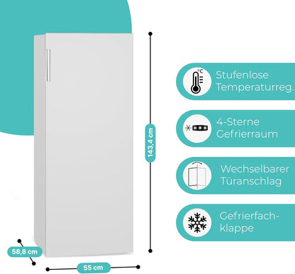 Bomann großer Gefrierschrank freistehend | 165 Liter Nutzinhalt für Lebensmittel | 5 Schubladen | Freezer Eisschrank Froster | wechselbarer Türanschlag inkl. Eiswürfelschale | GS 7317.1 weiß