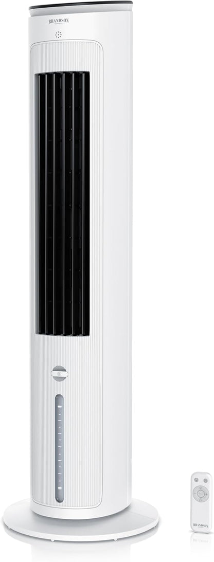 Brandson - Turmventilator mit Wasserkühlung - Preisträger 2025 - Verdunstungskühler - Luftkühler - Ventilator - mobile Klimaanlage ohne Abluftschlauch - 5 in 1 - leise - 4,6 L Wassertank - weiß