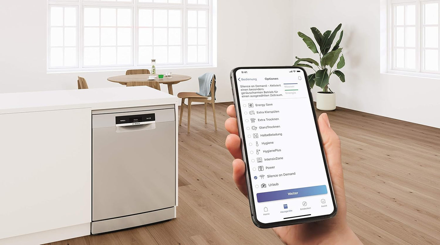 Bosch SPV2IKX10E Serie 2 Smarter Geschirrspüler vollintegriert, 45 cm breit, Besteckkorb, Extra Trocknen auf Knopfdruck, InfoLight roter Lichtpunkt am Boden, AquaStop Schutz gegen Wasserschäden, Weiß