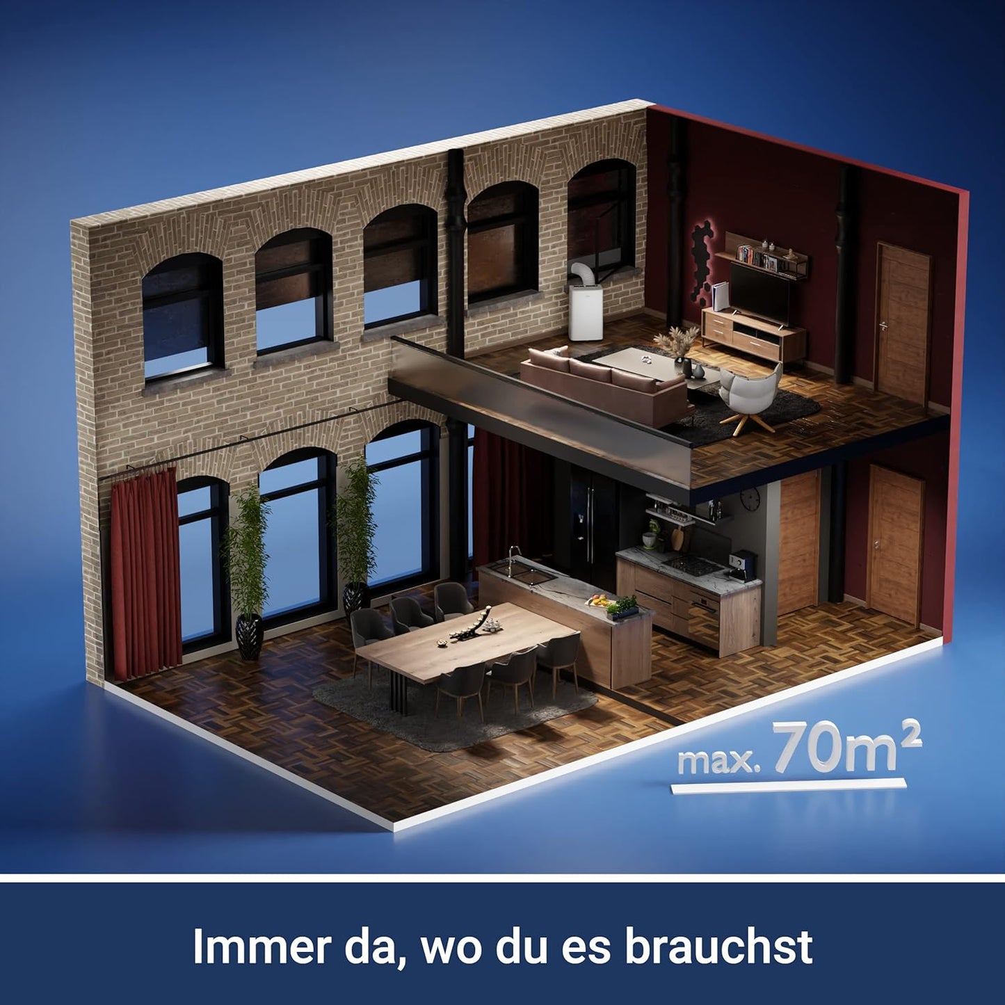 SUNTEC Mobiles Klimagerät Impuls 2.6 Eco R290 – Klimaanlage mobil und leise mit Abluftschlauch – Kühler & Entfeuchter für Räume bis 34 qm – Mobile Kühlung für Wohnung & Büro – 9.000 BTU | 2600 Watt