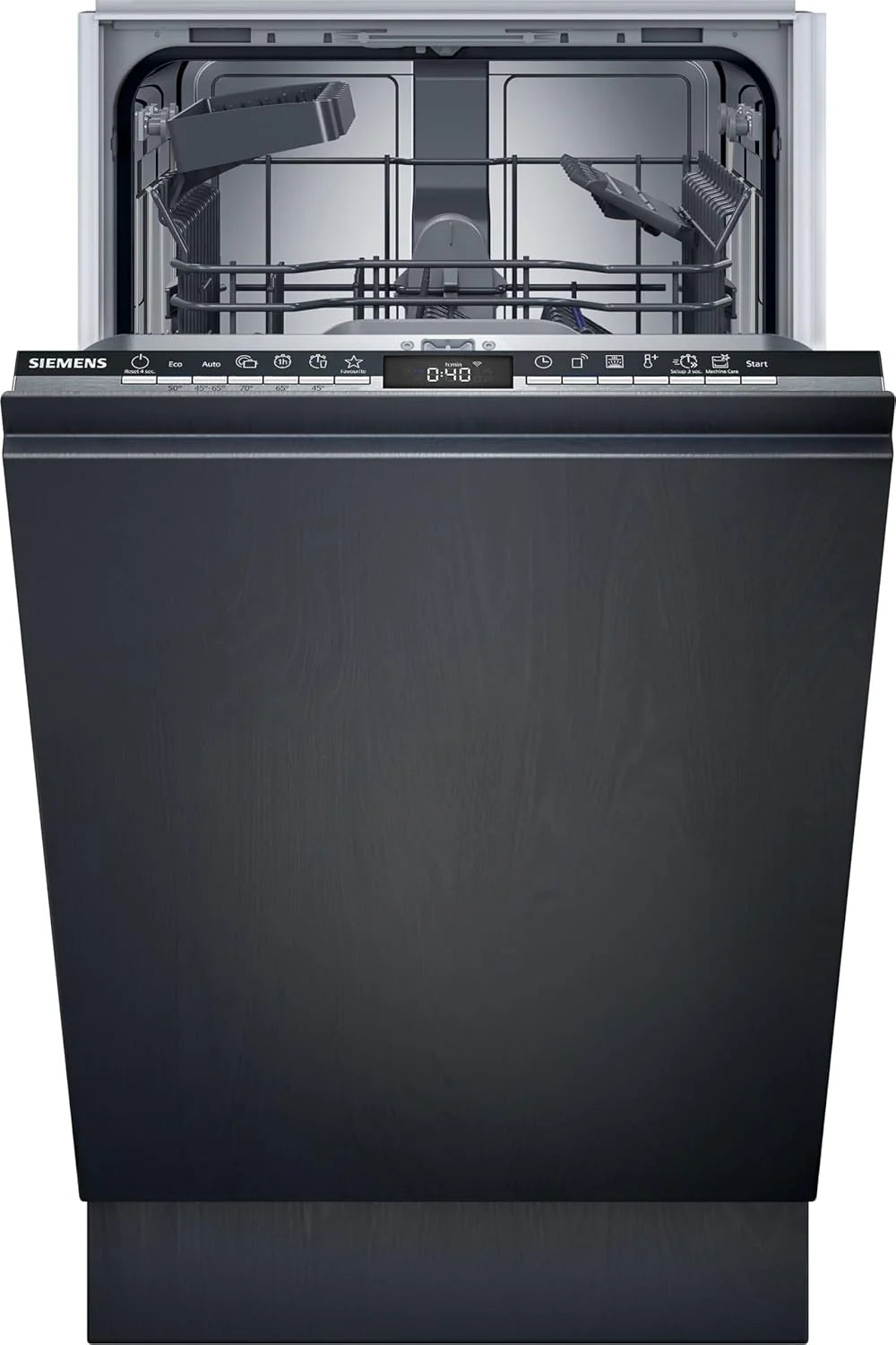 Siemens SR65YX08ME, iQ500 Smarter Geschirrspüler Vollintegriert, 45 cm breit, Besteckschublade, Zeolith, extra leise, aquaStop, automatische Türöffnung nach Programmende, varioSpeed, Innenbeleuchtung
