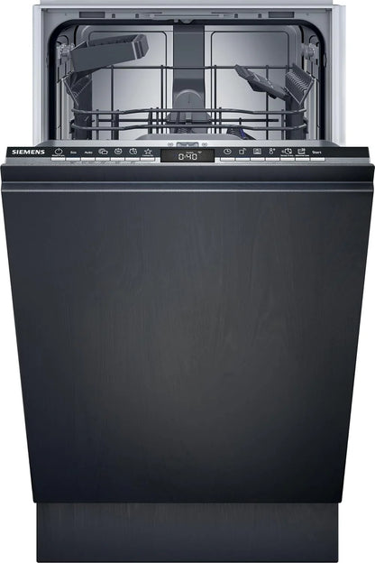 Siemens SR65YX08ME, iQ500 Smarter Geschirrspüler Vollintegriert, 45 cm breit, Besteckschublade, Zeolith, extra leise, aquaStop, automatische Türöffnung nach Programmende, varioSpeed, Innenbeleuchtung